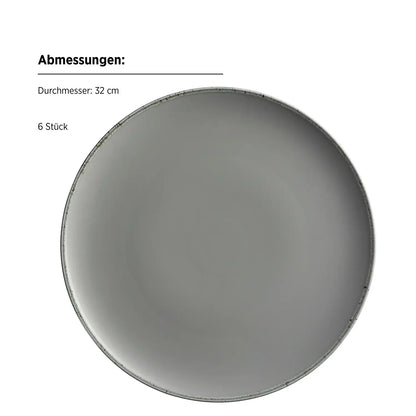 Bianco Flat Plate | 6-piece set | Grey | Porcelain | Made in Portugal