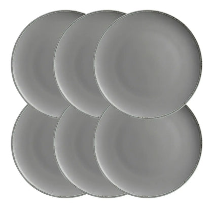 Bianco Flat Plate | 6-piece set | Grey | Porcelain | Made in Portugal
