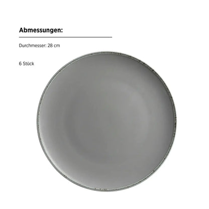 Bianco Flat Plate | 6-piece set | Grey | Porcelain | Made in Portugal
