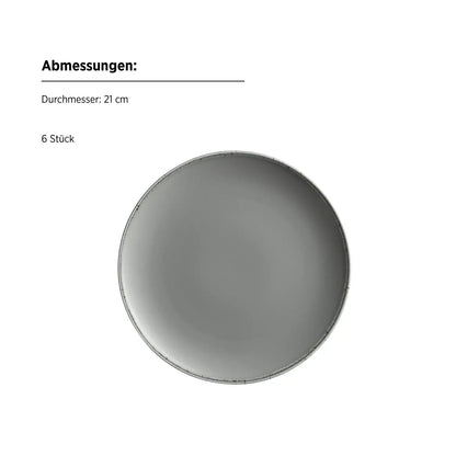 Assiettes à dessert Bianco | lot de 6 | Gris | Porcelaine | Fabriqué au Portugal