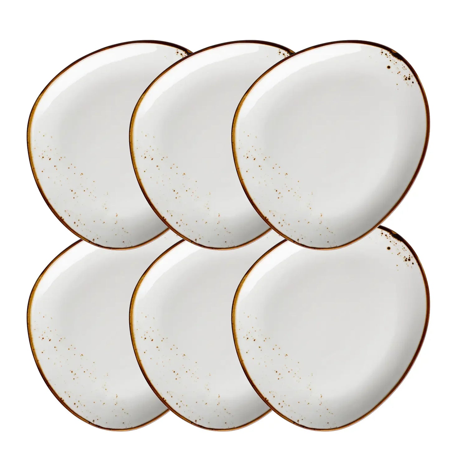 Assiette ovale Riviera | 6 pièces | Blanc / Marron | Porcelaine