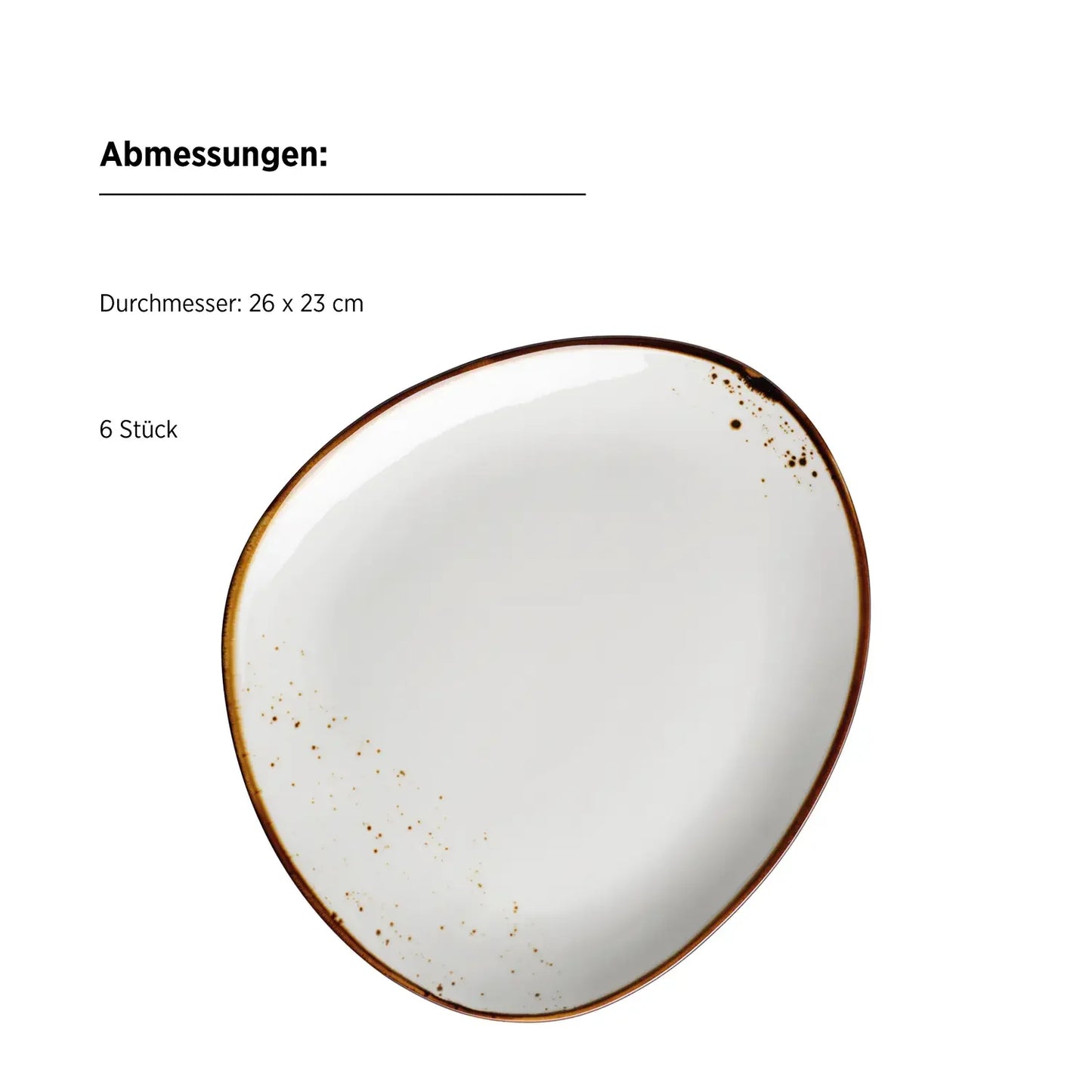 Assiette ovale Riviera | 6 pièces | Blanc / Marron | Porcelaine