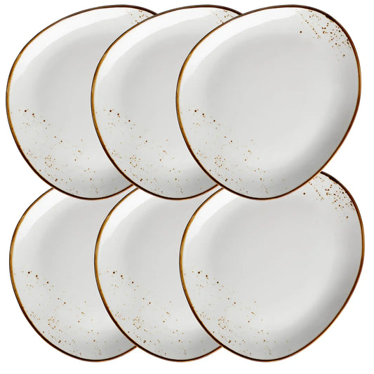 Riviera Teller oval | 6-tlg. | Weiss / Braun | Porzellan