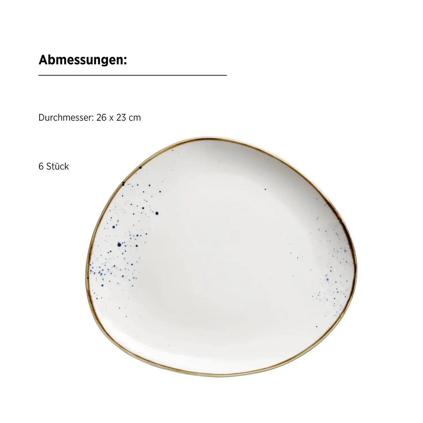 Assiette ovale Riviera pois bleus | 6 pièces | Blanc / Bleu | Porcelaine
