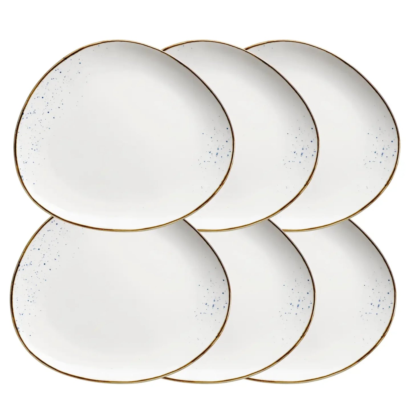 Assiette ovale Riviera | 6 pièces | Blanc / Marron | Porcelaine