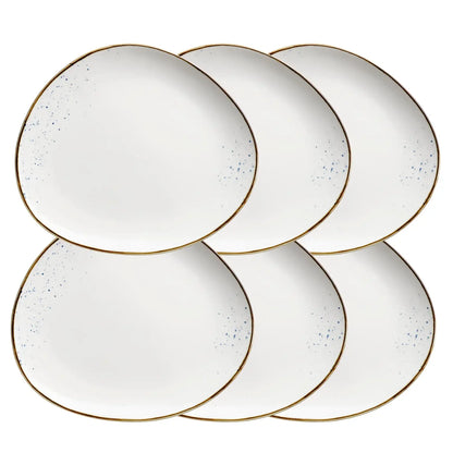 Assiette ovale Riviera | 6 pièces | Blanc / Marron | Porcelaine
