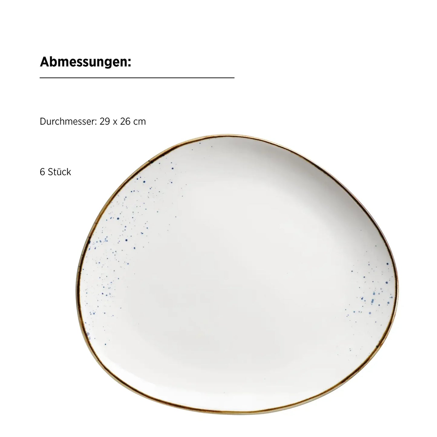 Assiette ovale Riviera | 6 pièces | Blanc / Marron | Porcelaine