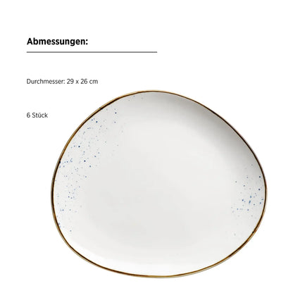 Assiette ovale Riviera | 6 pièces | Blanc / Marron | Porcelaine