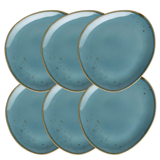 Riviera Teller oval | 6-tlg. | Blau | Porzellan