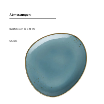 Riviera Oval Plate | 6-piece set | Blue | Porcelain