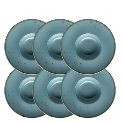 Assiettes gourmandes Riviera | 6 pièces | Bleu | Porcelaine