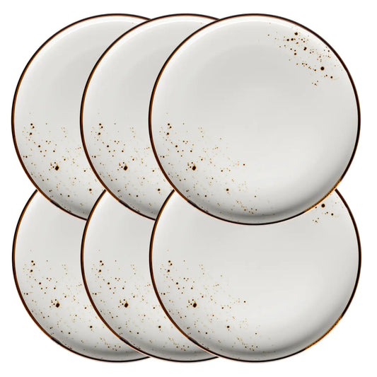 Riviera Teller flach | 6-tlg. | Weiss / Braun | Porzellan
