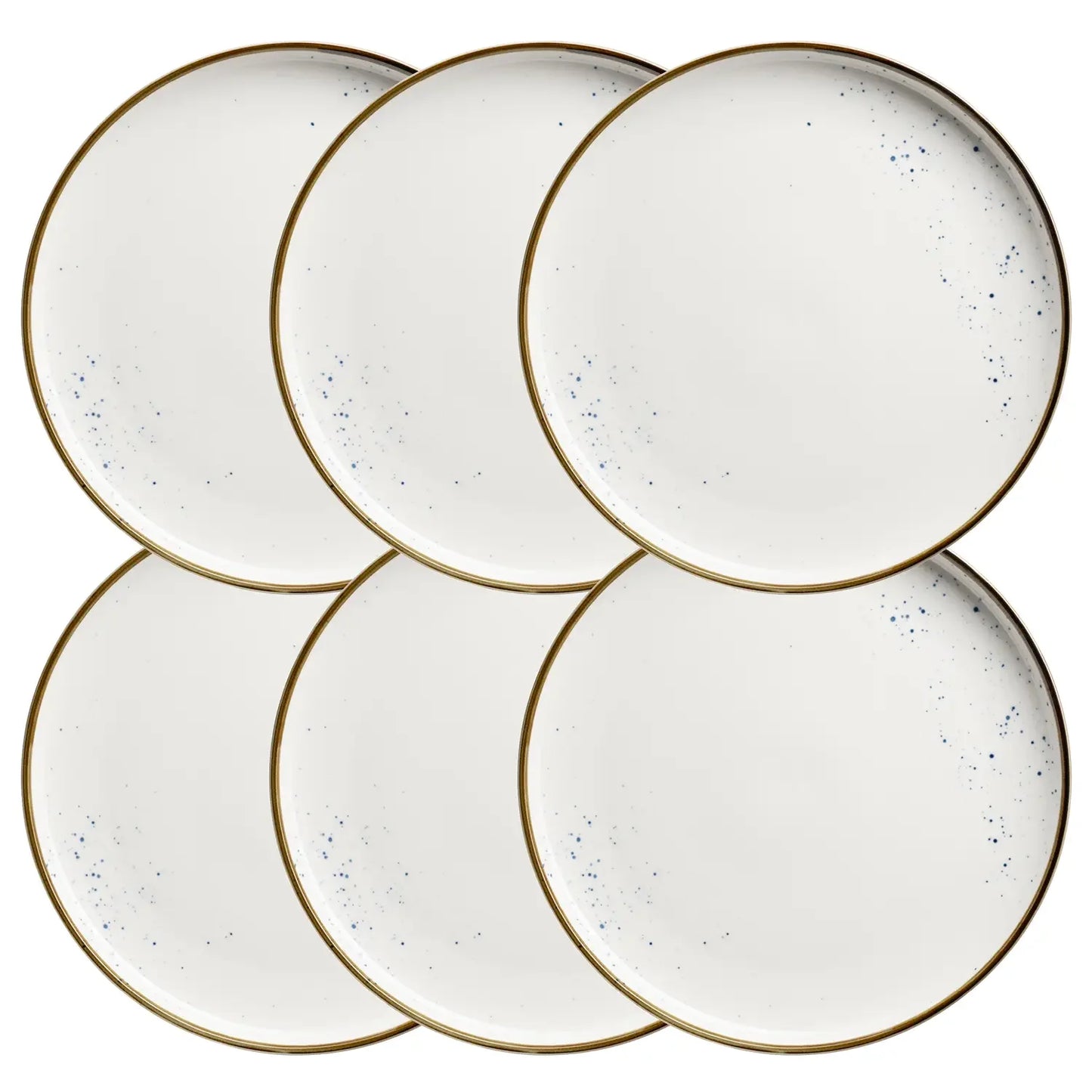 Riviera Teller flach | 6-tlg. | Weiss / Braun | Porzellan