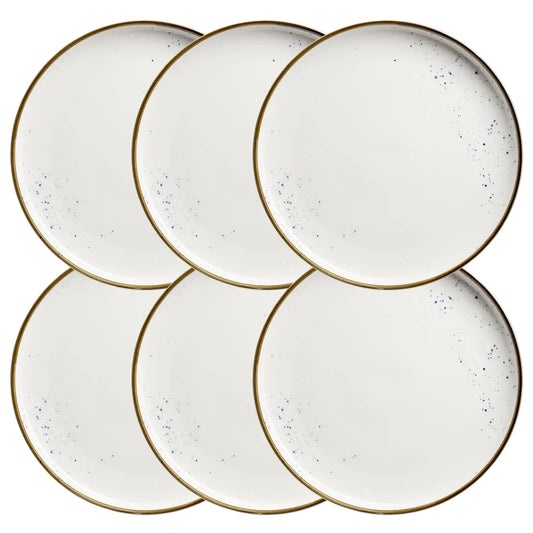 Riviera Teller flach | 6-tlg. | Weiss / Braun | Porzellan