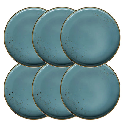 Riviera Flat Plate | 6-Piece | Blue | Porcelain