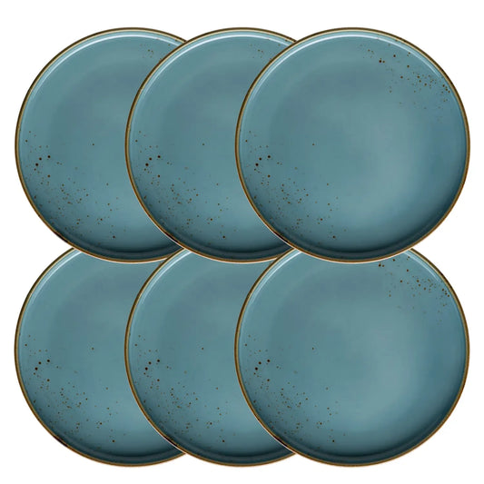 Riviera Teller flach | 6-tlg. | Blau | Porzellan