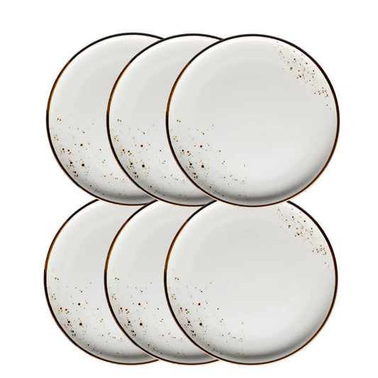 Riviera Dessertteller | 6-tlg. | Weiss / Braun | Porzellan