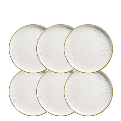 Assiettes à dessert Riviera à pois bleus | 6 pièces | Blanc / Bleu | Porcelaine