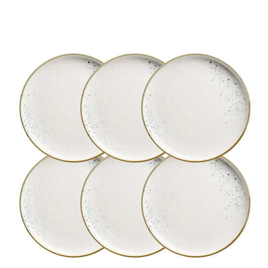 Riviera Dessertteller blaue Punkte | 6-tlg. | Weiß / Blau | Porzellan