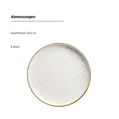Assiettes à dessert Riviera à pois bleus | 6 pièces | Blanc / Bleu | Porcelaine