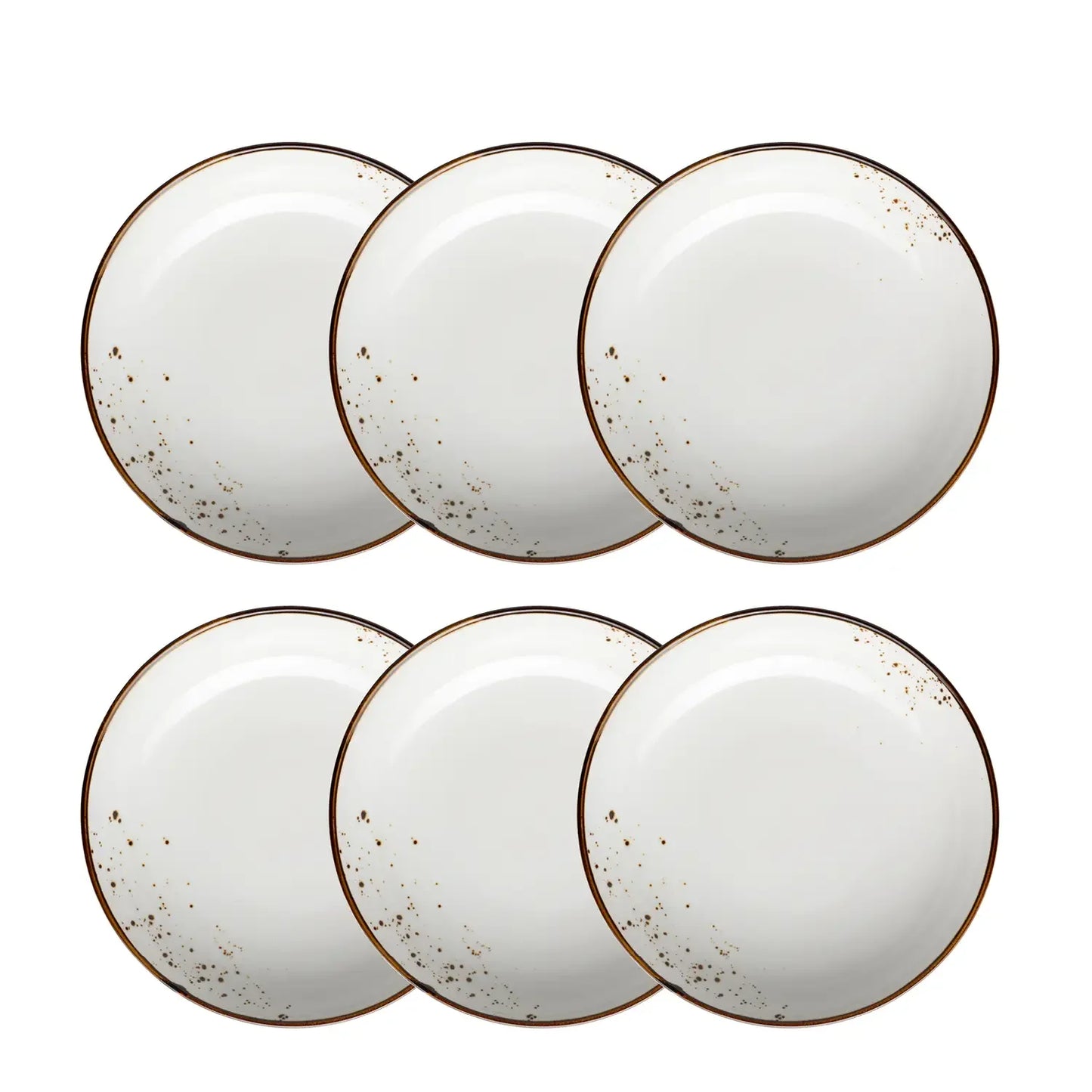Riviera Teller tief | 6-tlg. | Weiss / Braun | Porzellan