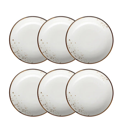 Riviera Teller tief | 6-tlg. | Weiss / Braun | Porzellan