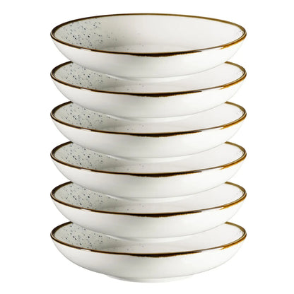 Riviera Deep Plates | 6-piece set | White / Brown | Porcelain