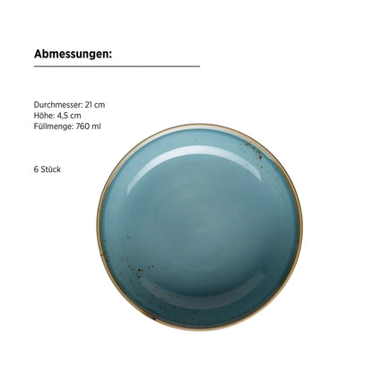 Riviera Assiette creuse | 6 pièces | Bleu | Porcelaine
