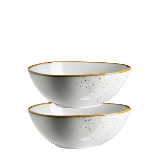 Riviera Schüssel oval | 2-tlg. | Weiss / Braun | Porzellan