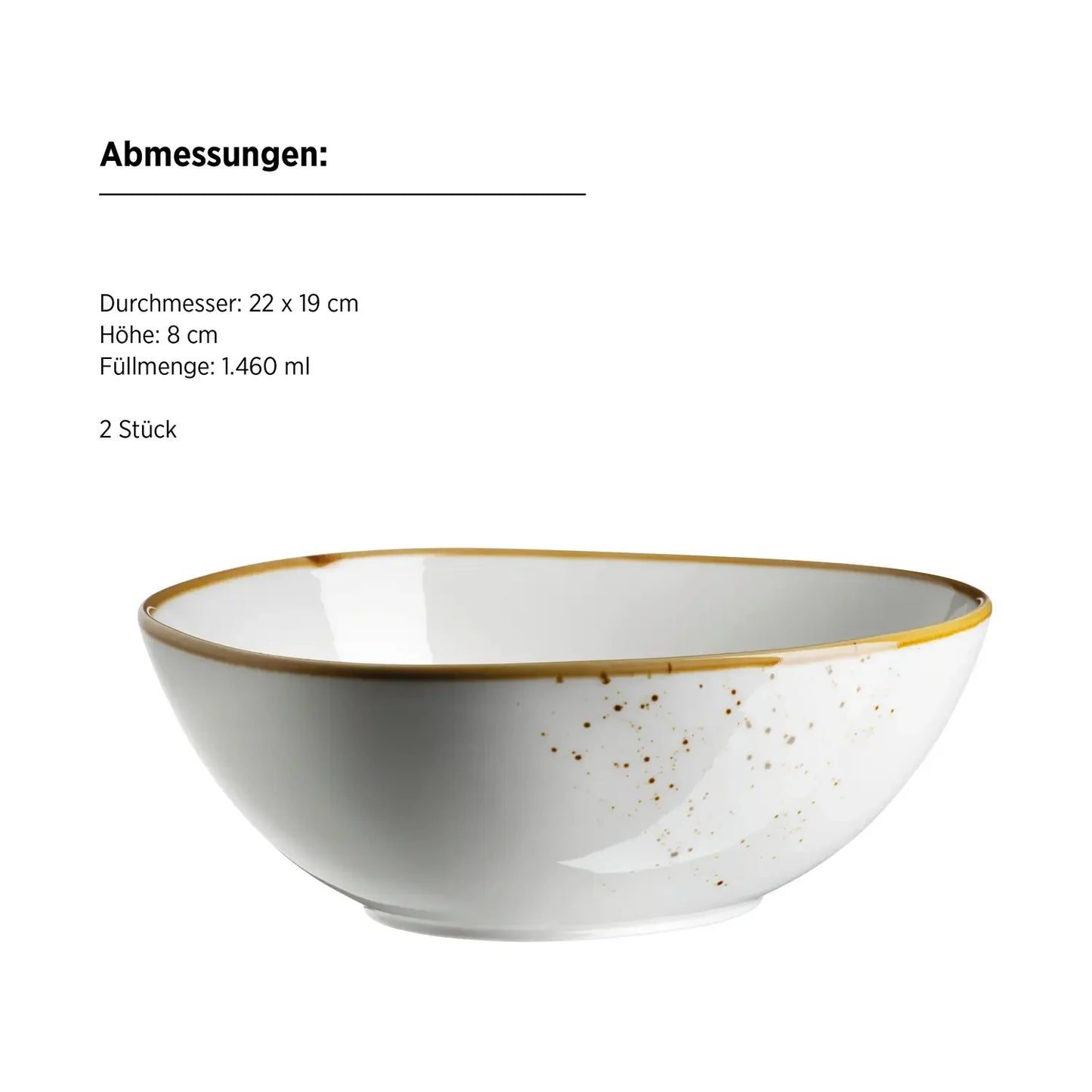 Riviera Schüssel oval | 2-tlg. | Weiss / Braun | Porzellan