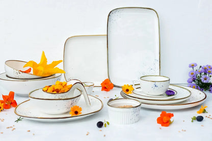 Riviera Schüssel oval | 2-tlg. | Weiss / Braun | Porzellan