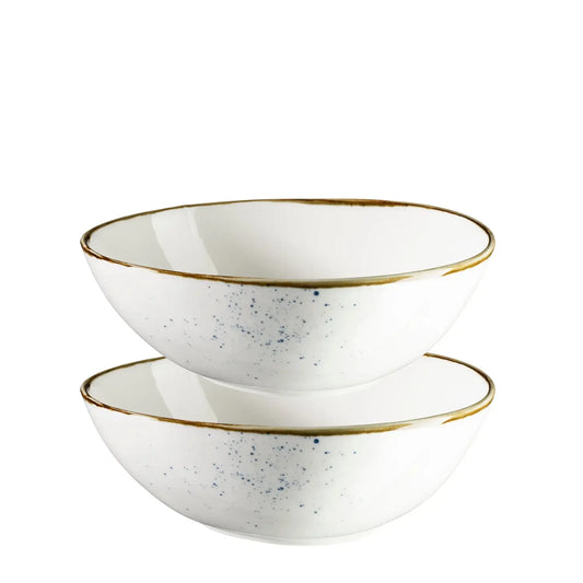 Riviera Schüssel oval | 2-tlg. | Weiss / Braun | Porzellan