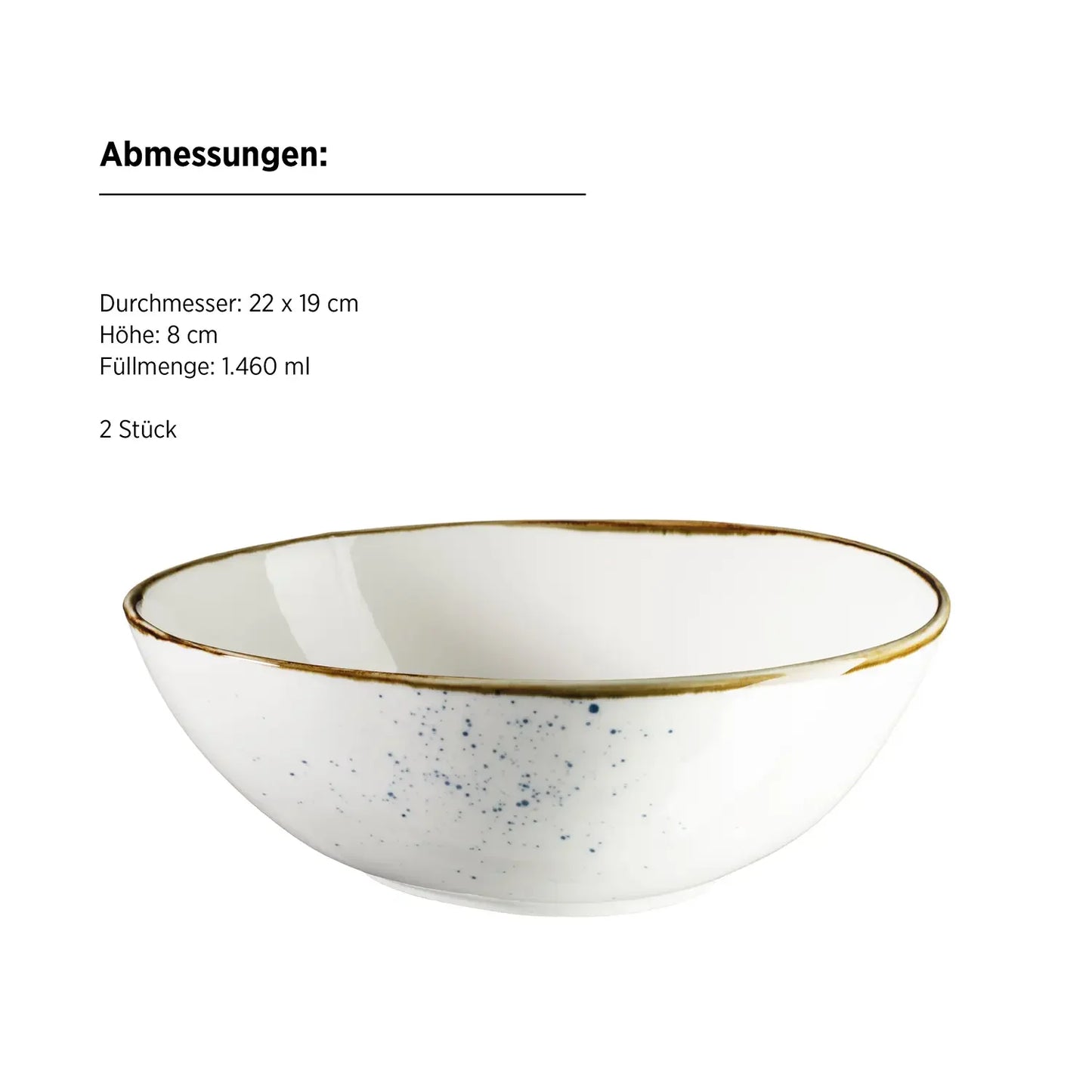 Riviera Schüssel oval | 2-tlg. | Weiss / Braun | Porzellan