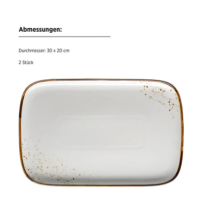 Riviera Platte 30 x | 2-tlg. | Weiss / Braun | Porzellan