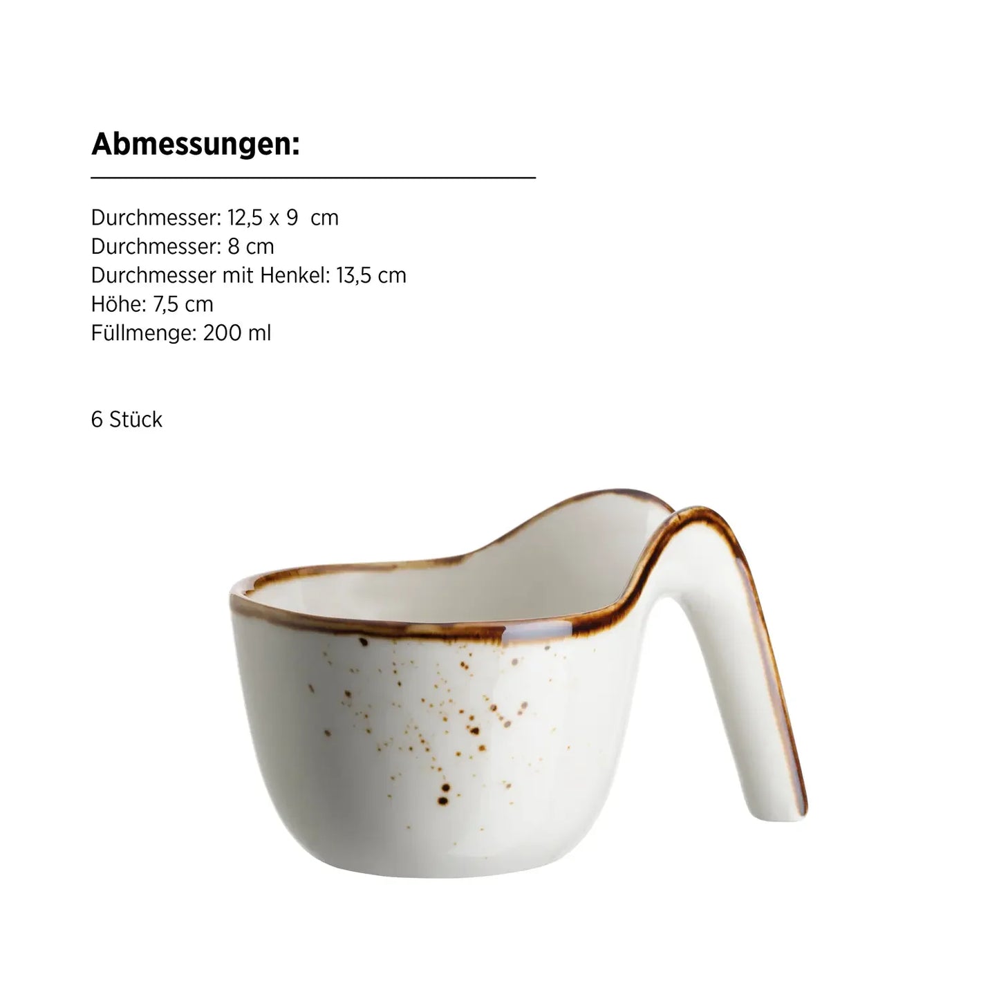 Riviera Gourmetlöffel | 6-tlg. | Weiss / Braun | Porzellan