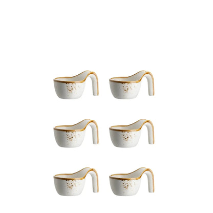 Cuillères Riviera Gourmet | 6 pièces | Blanc / Marron | Porcelaine