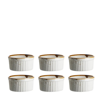 Riviera Ramequin | 6-tlg. | Weiss / Braun | Porzellan