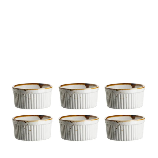 Riviera Ramequin | 6-tlg. | Weiss / Braun | Porzellan