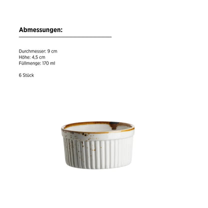 Riviera Ramequin | 6-tlg. | Weiss / Braun | Porzellan