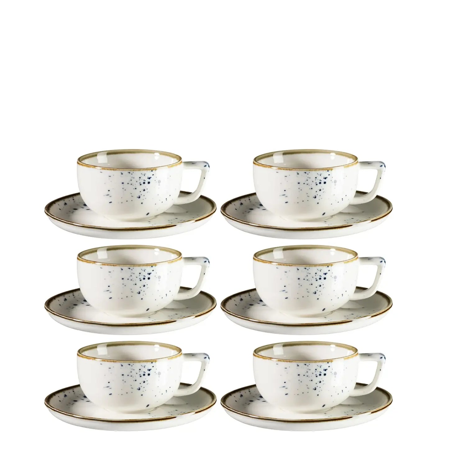 Riviera Espressoobere und -untere blaue Punkte | 12-tlg. | Weiß / Blau | Porzellan