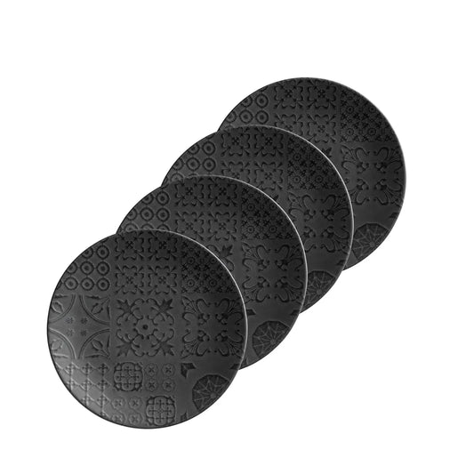 Azulejo Noir Dessertteller. | 4-tlg. | Schwarz | Steinzeug | Made in Portugal