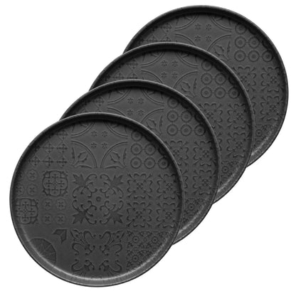 Azulejo Noir Dinner Plate UNO | 4-piece set | Black | Stoneware | Made in Portugal