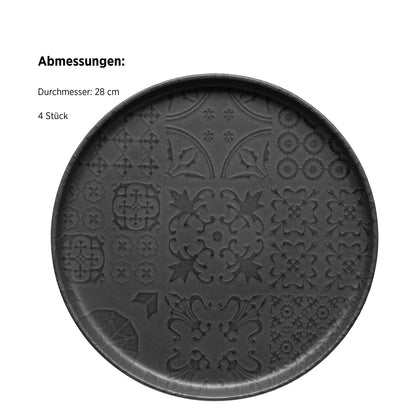 Azulejo Noir Dinner Plate UNO | 4-piece set | Black | Stoneware | Made in Portugal