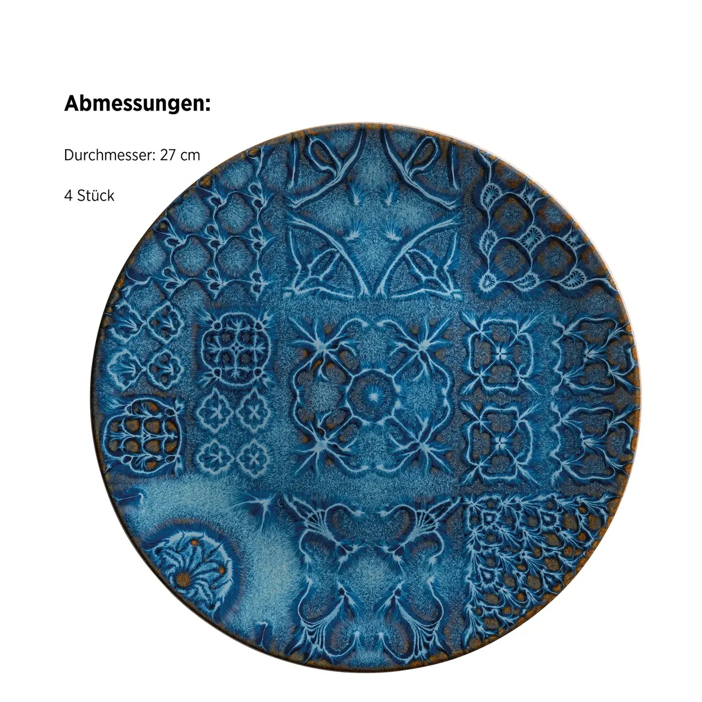 Azulejo Blu Assiette plate | 4 pièces | Bleu | Grès | Fabriqué au Portugal