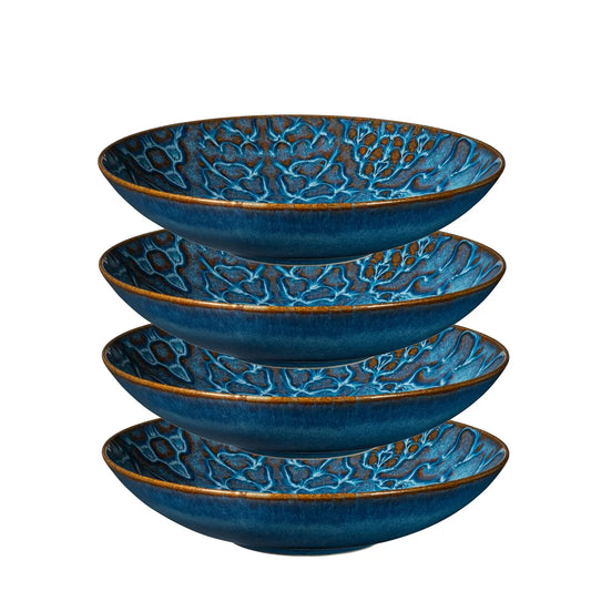 Azulejo Blu Teller tief. | 4-tlg. | Blau | Steinzeug | Made in Portugal