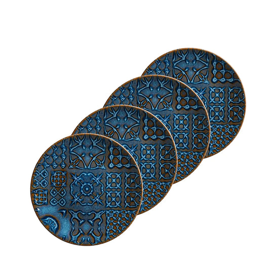 Azulejo Blu Dessertteller. | 4-tlg. | Blau | Steinzeug | Made in Portugal