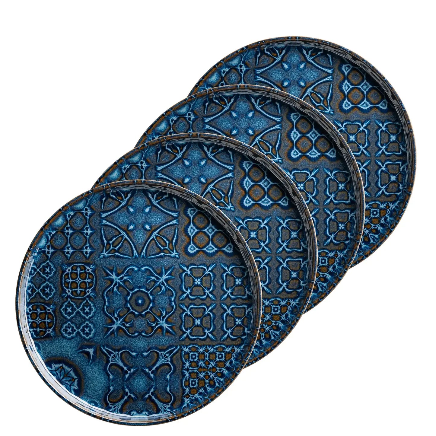 Azulejo Blu Teller flach UNO | 4-tlg. | Blau | Steinzeug | Made in Portugal