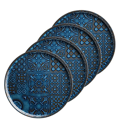 Azulejo Blu Teller flach UNO | 4-tlg. | Blau | Steinzeug | Made in Portugal