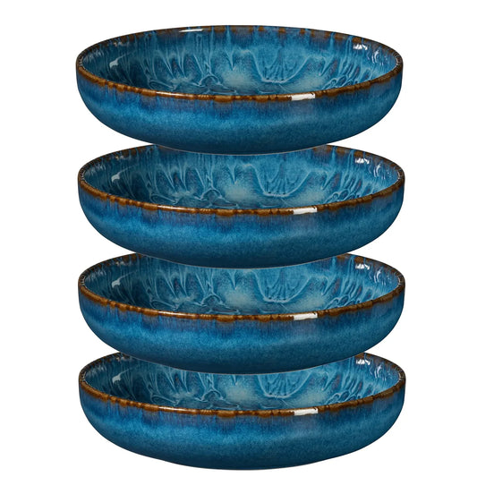 Azulejo Blu Teller tief UNO. | 4-tlg. | Blau | Steinzeug | Made in Portugal