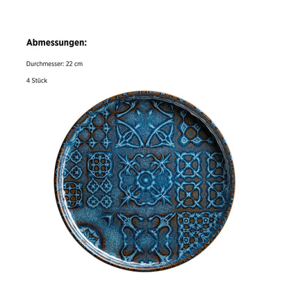 Azulejo Blu Dessert Plate UNO. | 4 pcs. | Blue | Stoneware | Made in Portugal